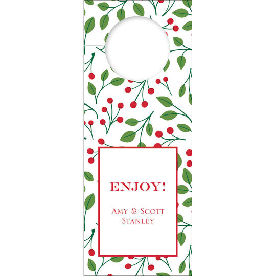 Christmas Berries Wine Tags